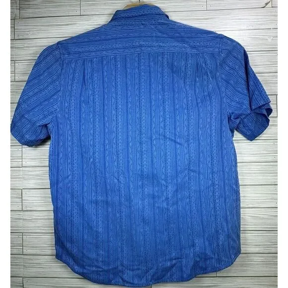 NWT‎ Men's Tommy Bahama Hawaiian Silk Shirt Sz Lg Salt Island Stripe Topaz Blue